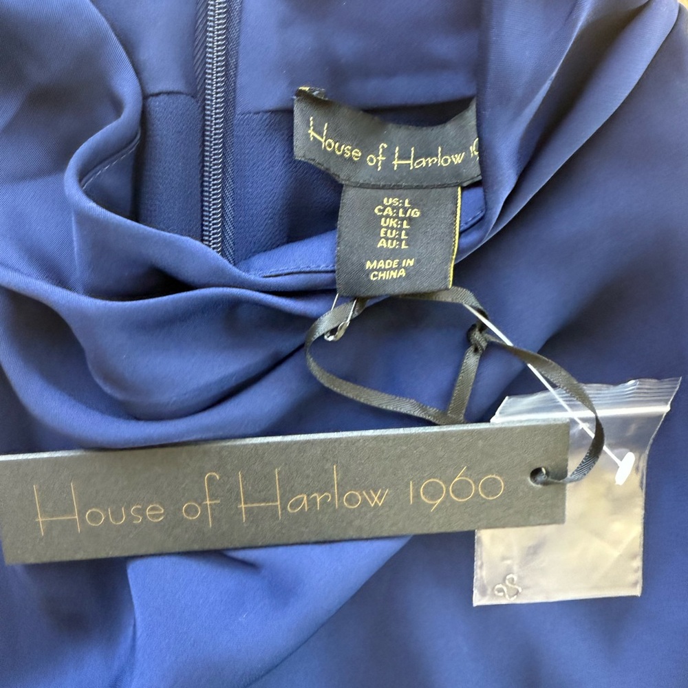 House of Harlow 1960 high neck back zip flattering top royal blue size large - Picture 5 of 7